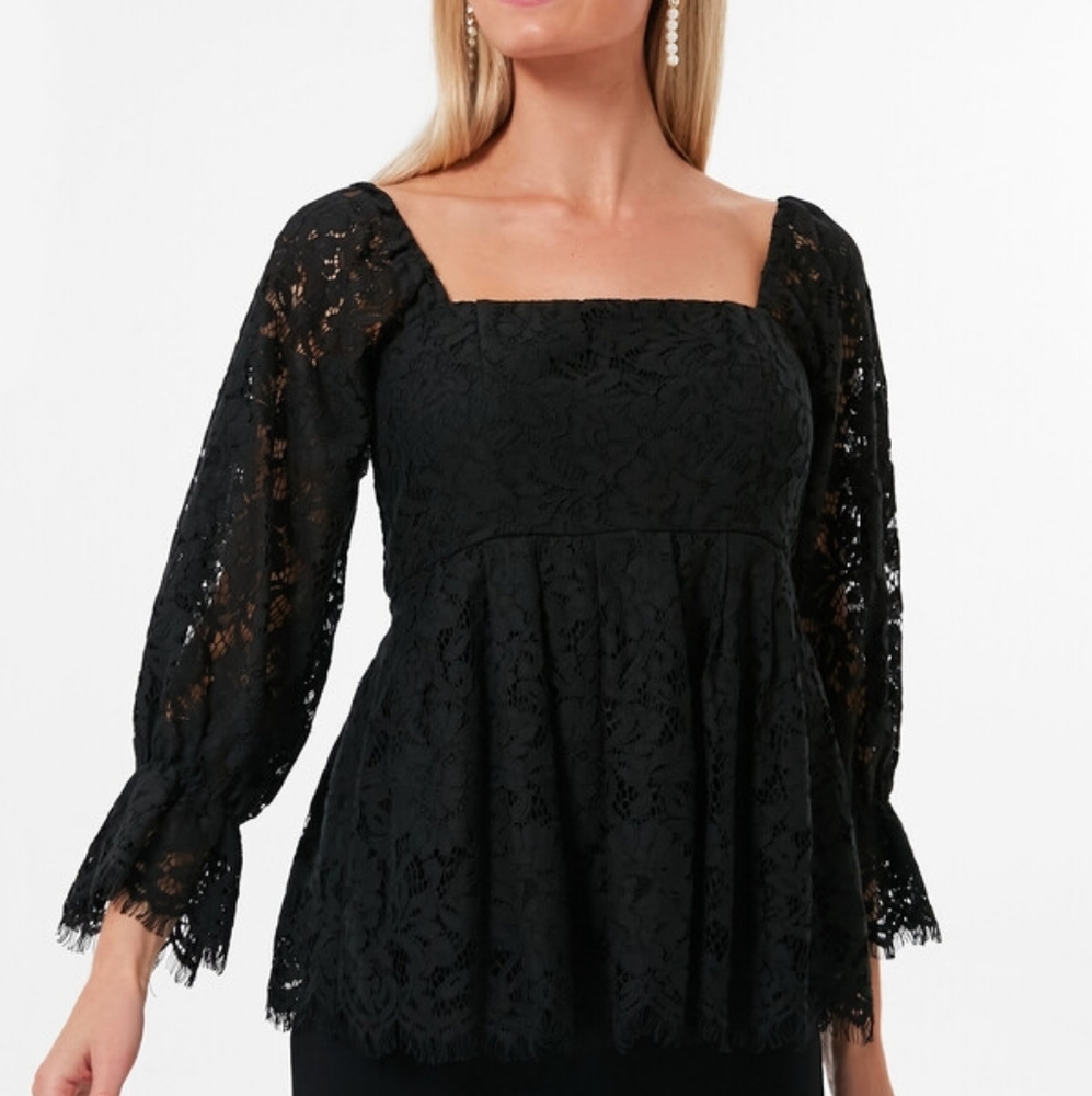 Pomander Place Black Lace Blouse